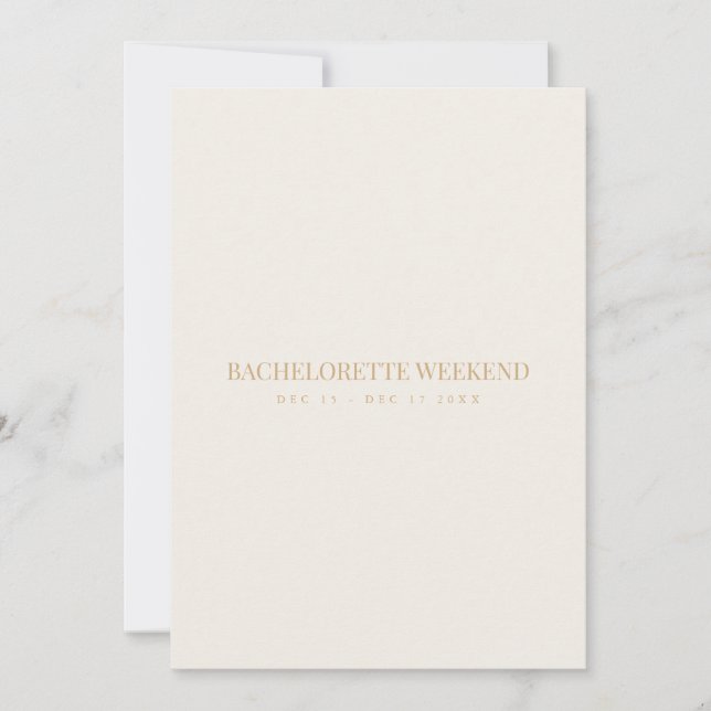 Script Gold & Ivory Bachelorette Weekend Card (Front)