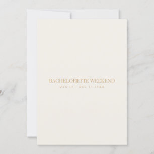 Script Gold & Ivory Bachelorette Weekend Card
