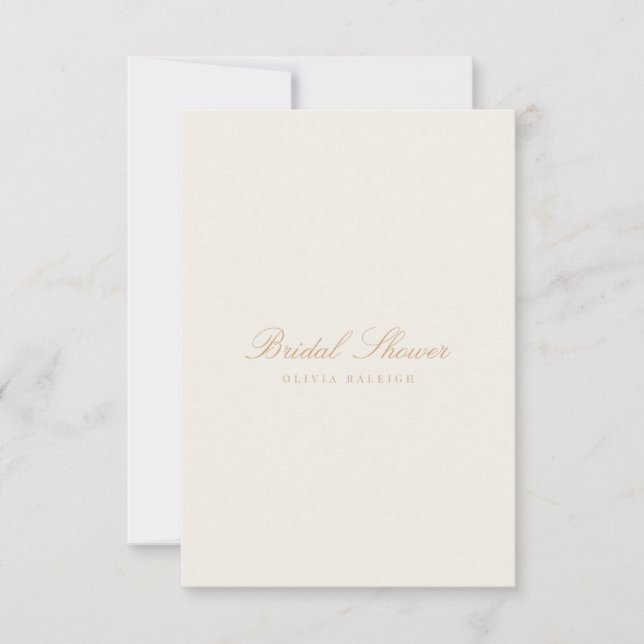 Script Gold & Ivory Bridal Shower Invitation (Front)