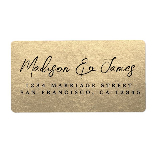 Script Gold Large Wedding Return Address (Front)
