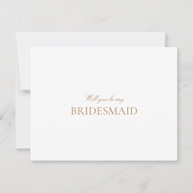 Script Gold & White Bridesmaid Proposal Card  (Front)