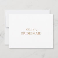 Script Gold & White Bridesmaid Proposal Card 
