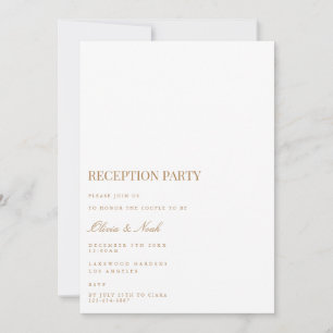 Script Gold & White Reception Invitation Card