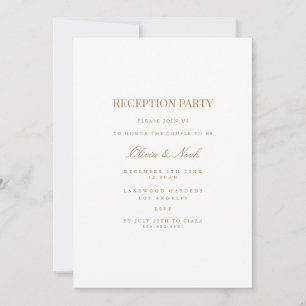 Script Gold & White Reception Invitation Card