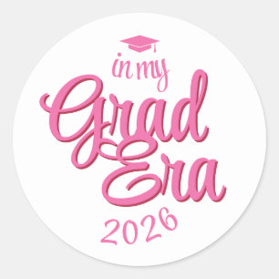 Script Grad Era Custom Year Graduation Classic Round Sticker