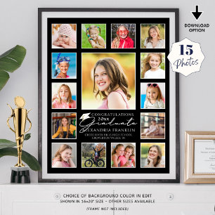 Script Graduate 15 Photo Collage Custom Colour Poster