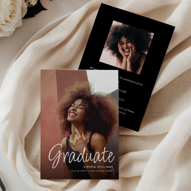Script Graduate 2 Photo Collage Graduation Announcement (Creator Uploaded)