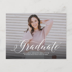 Script graduate classic postcard invitation