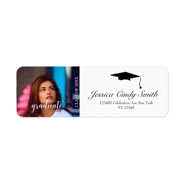 Script Graduate Personalised Photo Return Address (Front)