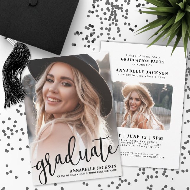 Script Graduate Simple Photo Graduation Invitation (Script Graduate Simple Photo Graduation Invitation)