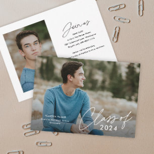 Script Graduating Class Photo Graduation  Invitation