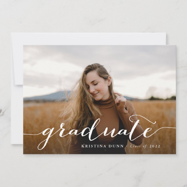 Script Graduation 2-sided Photo Party Invitation (Front)