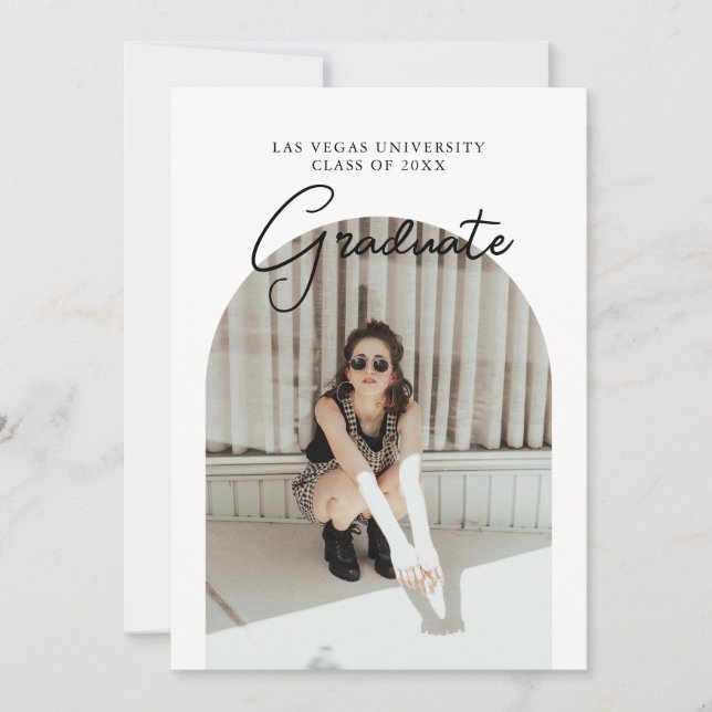 Script Graduation 2-sided Photo Portrait Party  In Invitation (Front)