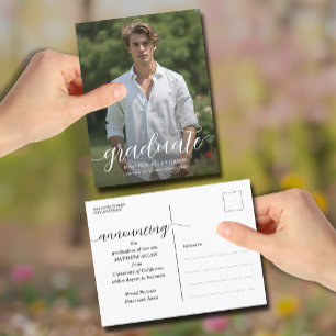 Script Graduation Announcement Postcard