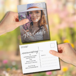 Script Graduation Announcement Postcard