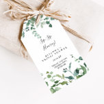 Script Green Foliage Sip Sip Hooray Bridal Shower Gift Tags<br><div class="desc">These script green foliage sip sip hooray bridal shower gift tags are perfect for a modern wedding shower. The design features watercolor hand-drawn elegant botanical eucalyptus branches and leaves,  arranged in beautiful bouquets and geometric patterns.</div>