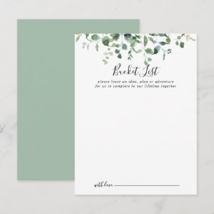 Script Green Foliage Wedding Bucket List Cards