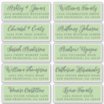 Script Green Wedding Guest Address Labels<br><div class="desc">Easy to personalise, names and addresses / individual wedding address label stickers for guest invitations. These chic, modern and stylish wedding address labels feature your wedding guest names in off-black elegant handwritten script calligraphy on a green background. Simply add your individual wedding guest names and address. Exclusively designed for you...</div>