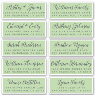 Script Green Wedding Guest Address Labels