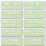 Script Green Wedding Guest Address Labels<br><div class="desc">Easy to personalise, names and addresses / individual wedding address label stickers for guest invitations. These chic, modern and stylish wedding address labels feature your wedding guest names in white elegant handwritten script calligraphy on a green background. Simply add your individual wedding guest names and address. Exclusively designed for you...</div>