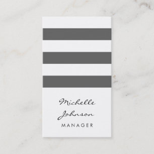 Script Grey White Stripes Pattern Business Card