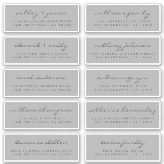 Script Guest Address Labels ORDER 6” or 8” sheet! (Front)