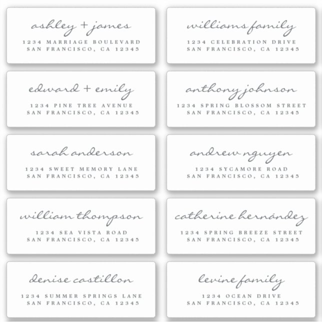 Script Guest Address Labels ORDER 6” or 8” sheet! (Front)