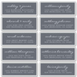 Script Guest Address Labels ORDER 6” or 8” sheet!<br><div class="desc">Easy to personalise, names and addresses / individual wedding address label stickers for guests. These chic, modern and simple wedding address labels feature your wedding guest names in white elegant handwritten script calligraphy on a dark blue background. Simply add your individual wedding guest names and address. Exclusively designed for you...</div>