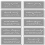 Script Guest Address Labels ORDER 6” or 8” sheet!<br><div class="desc">Easy to personalise, names and addresses / individual wedding address label stickers for guests. These chic, modern and simple wedding address labels feature your wedding guest names in white elegant handwritten script calligraphy on a dark grey background. Simply add your individual wedding guest names and address. Exclusively designed for you...</div>