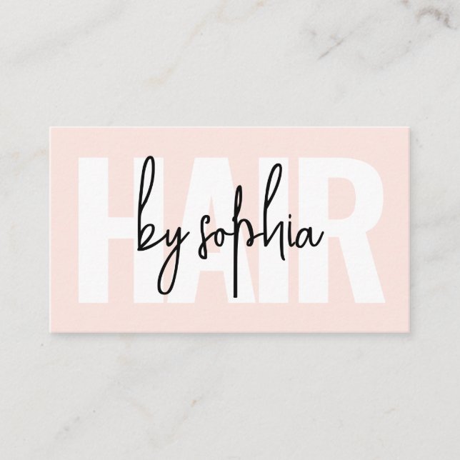 Script Hair Stylist Blush Pink Business Card (Front)