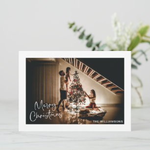 Script Handwriting Modern Merry Christmas Photo Holiday Card