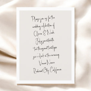 Script Handwritten Minimalist Wedding Postcard