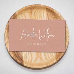 Script Handwritten Signature Dusty Rose Boho Business Card
