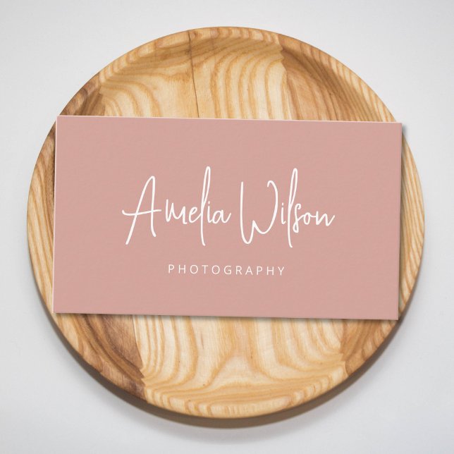 Script Handwritten Signature Dusty Rose Boho Business Card (Creator Uploaded)
