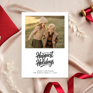 Script Happiest Holidays Minimalist Family Photo Holiday Card