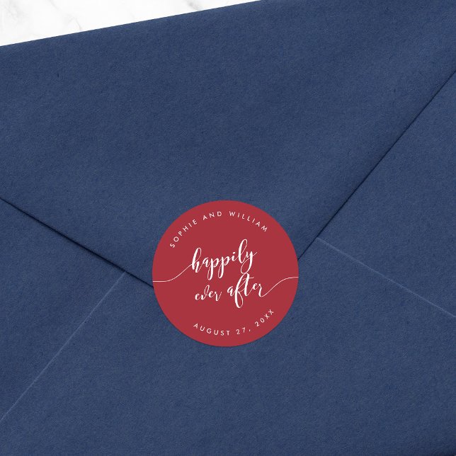 Script Happily Ever After Editable Colour Wedding Classic Round Sticker (Creator Uploaded)