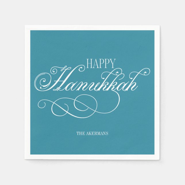 Script Happy Hanukkah Holiday Napkin (Front)