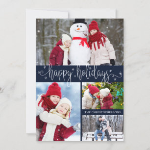 Script HAPPY HOLIDAYS 4 Photo Holiday Card