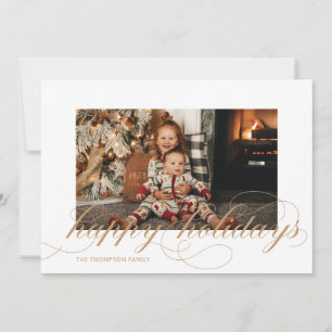 Script Happy Holidays Elegant Christmas Photo Card