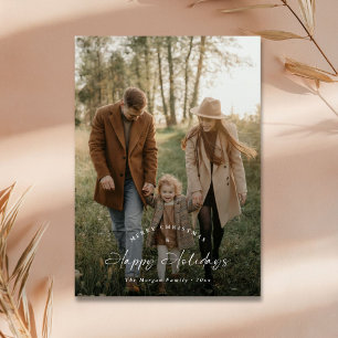 Script Happy Holidays Family Photo Christmas Card