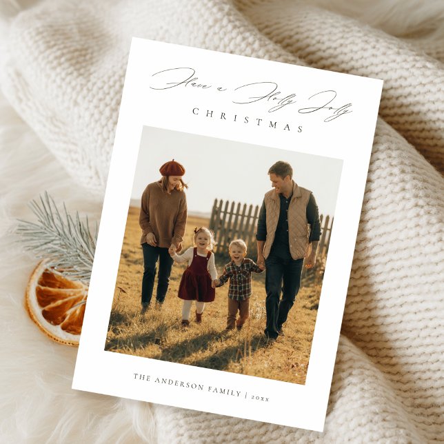 Script Have a Holly Jolly Christmas Family Photo Holiday Card (Creator Uploaded)