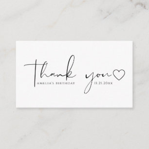 Script Heart Birthday Budget Thank You Cards