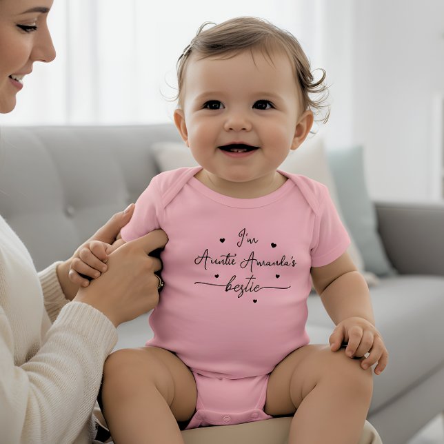 Script heart Custom Auntie's Bestie Baby Bodysuit (Creator Uploaded)