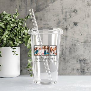 Script heart cute modern multi photo best friends acrylic tumbler