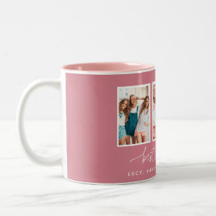 Script heart cute modern multi photo best friends  Two-Tone coffee mug