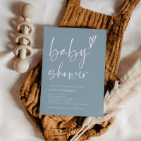 Script Heart Dusty Blue Boy Baby Shower