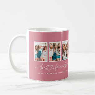 Script heart pink modern multi photo best friends coffee mug