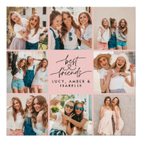 Script heart pink modern multi photo best friends