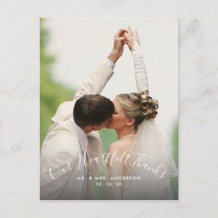 Script Heartfelt Thanks 2 Photo Wedding Thank You Postcard