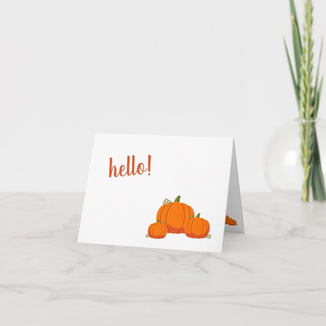 Script 'hello!' Fall Pumpkin Note Cards (Front)